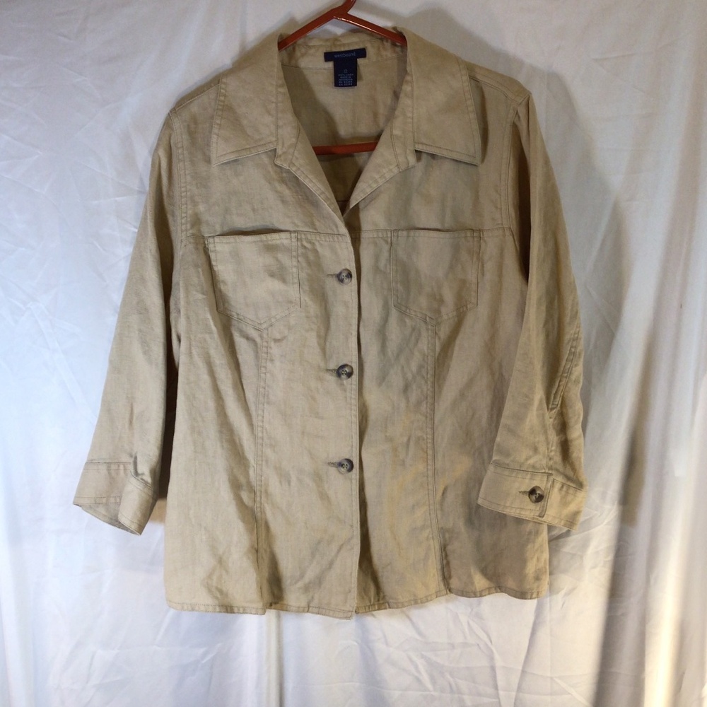 Westbound women’s 100% linen jacket beige size 12 capsule wardrobe coastal